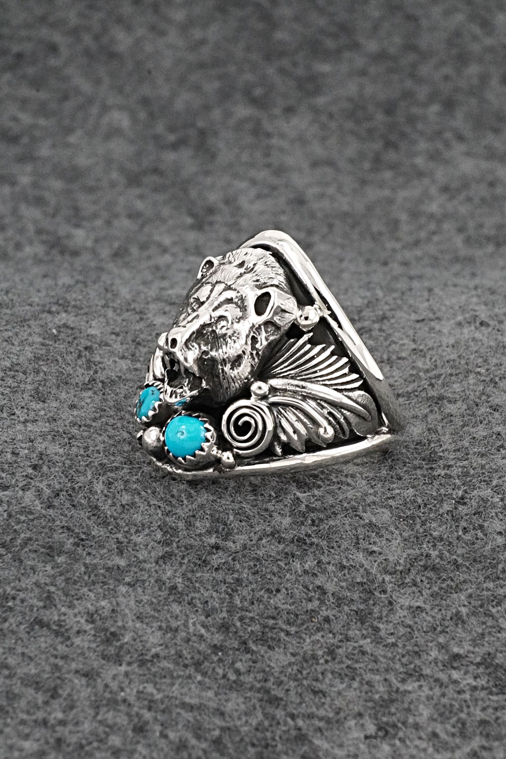 Turquoise & Sterling Silver Ring - Jeanette Saunders - Size 13