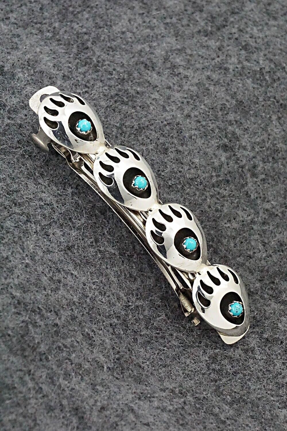 Turquoise & Sterling Silver Hair Barrette - Leroy Parker