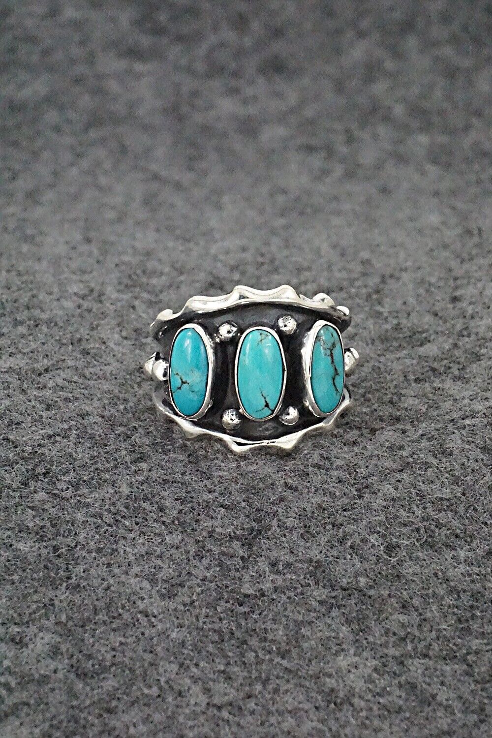 Turquoise & Sterling Silver Ring - Andrew Vandever - Size 9