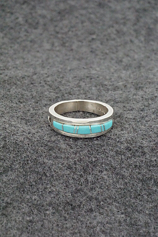 Turquoise & Sterling Silver Inlay Ring - Wilbert Muskett Jr. - Size 9.5