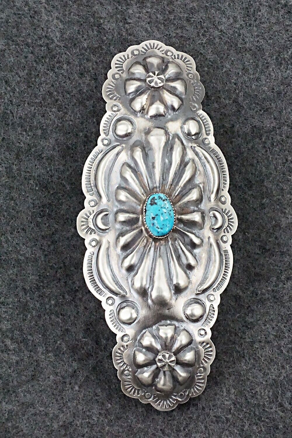 Turquoise & Sterling Silver Hair Barrette - Tim Yazzie