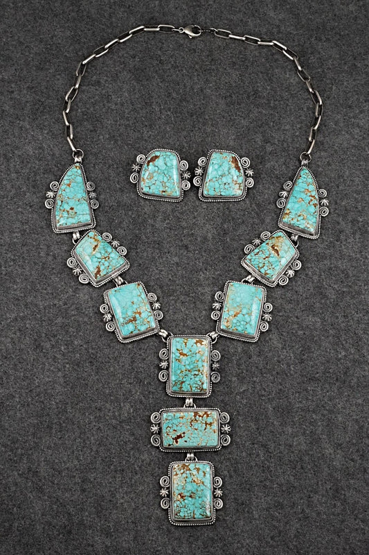 Turquoise & Sterling Silver Necklace and Earrings Set - Darrin Livingston