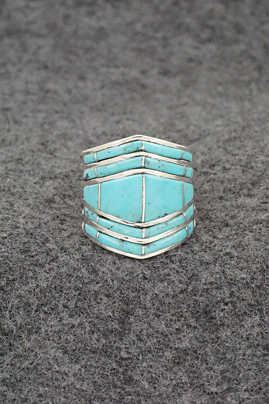 Turquoise & Sterling Silver Ring - Andrew Enrico - Size 8.5