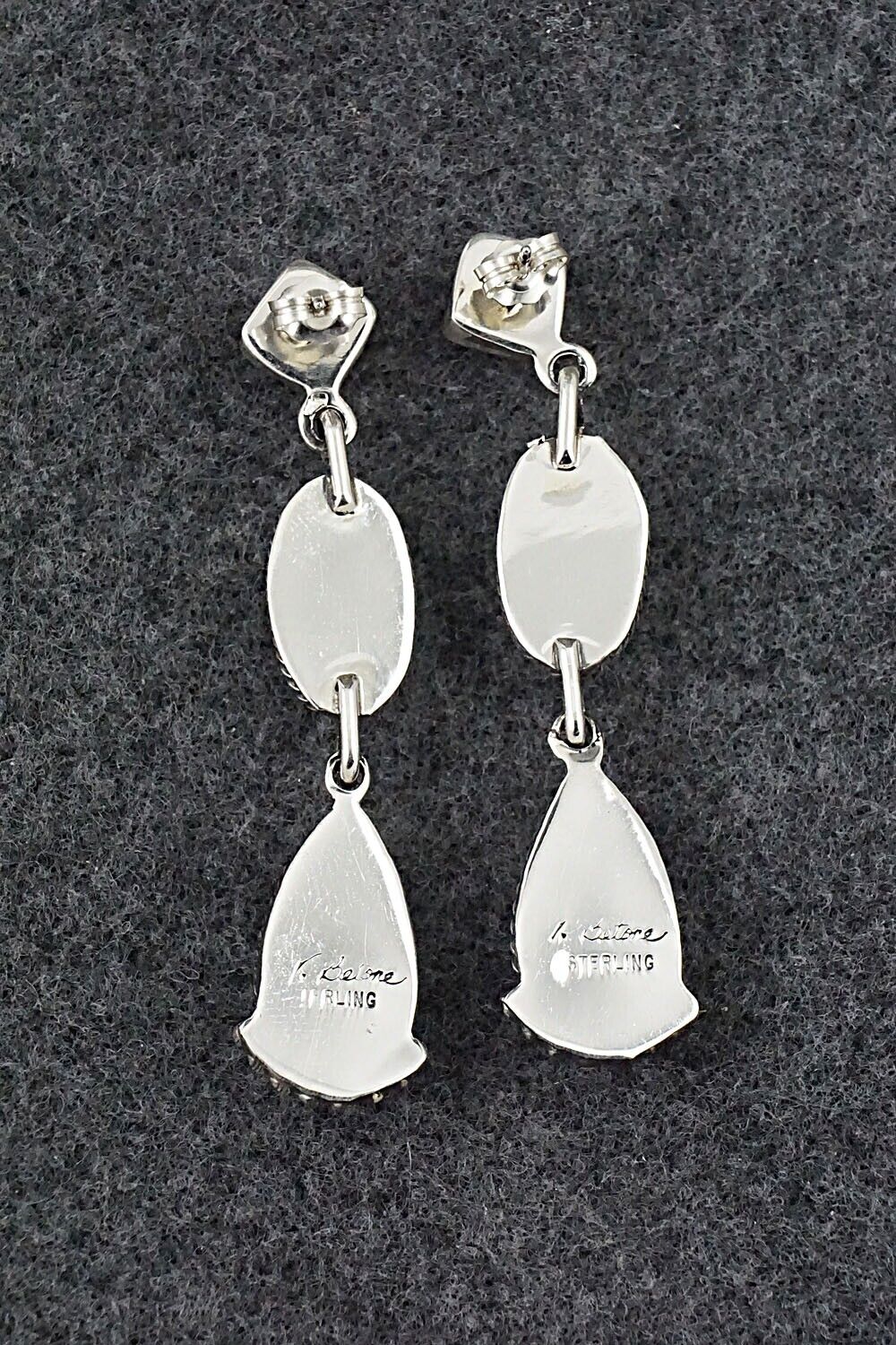 Turquoise, Coral & Sterling Silver Earrings - Verley Betone