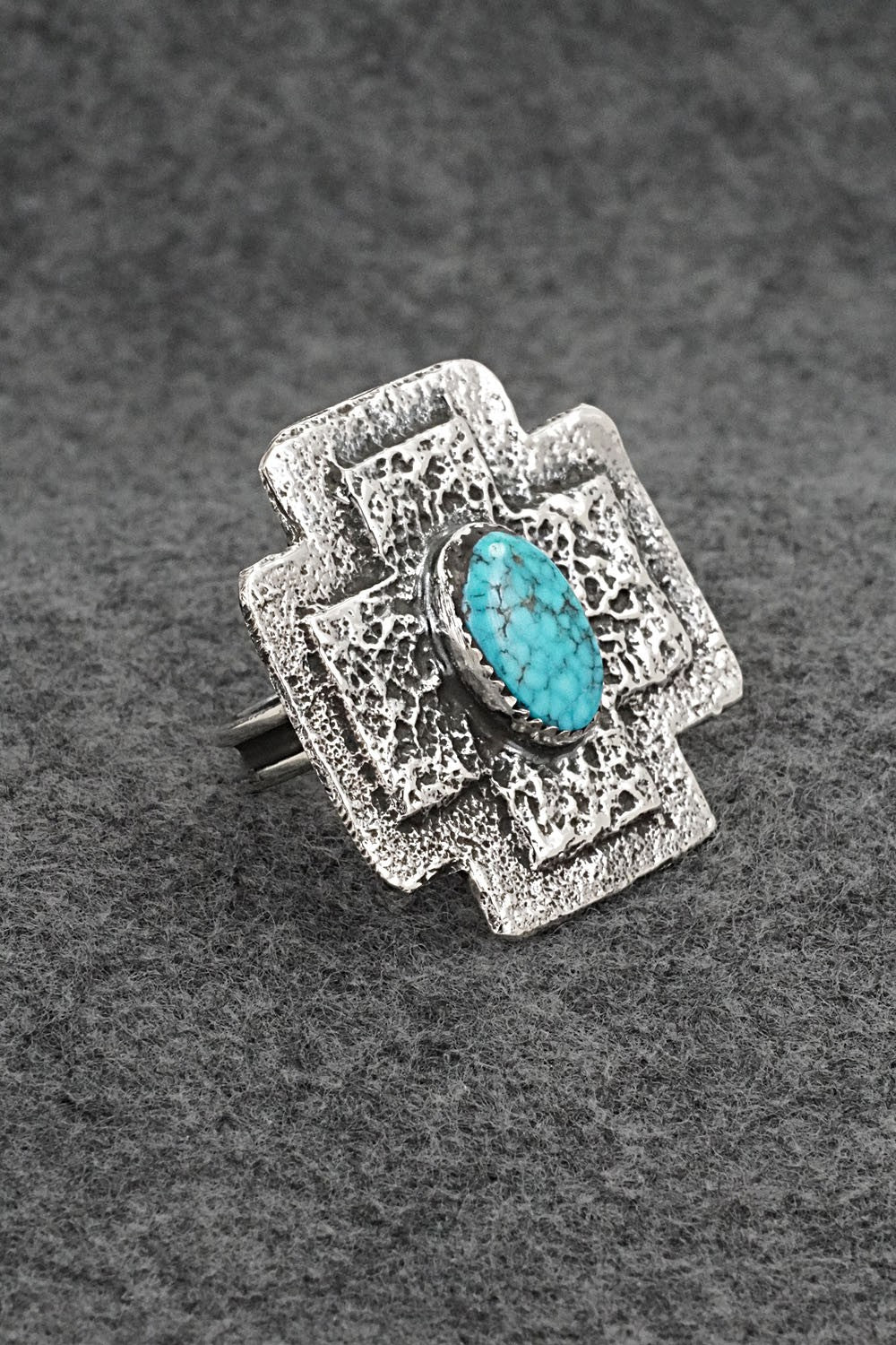 Turquoise & Sterling Silver Ring - Dymitri Arviso - Size 8, Adj.