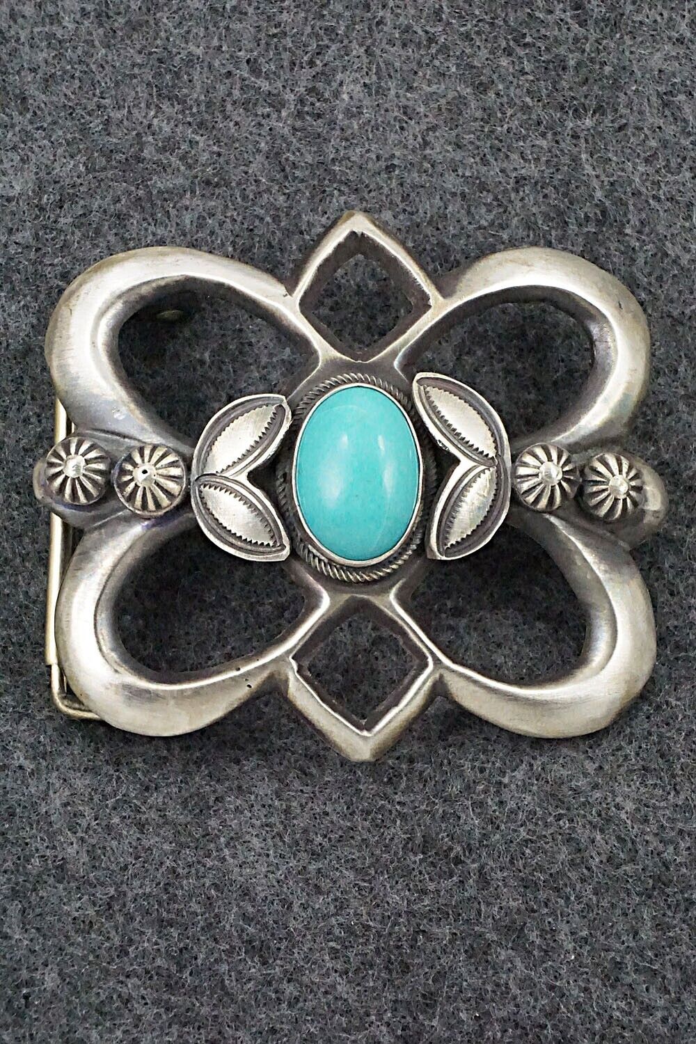 Turquoise & Sterling Silver Belt Buckle - Henry Morgan