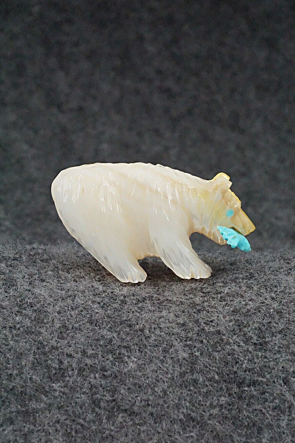 Bear with Fish Zuni Fetish Carving - Andres Quandelacy