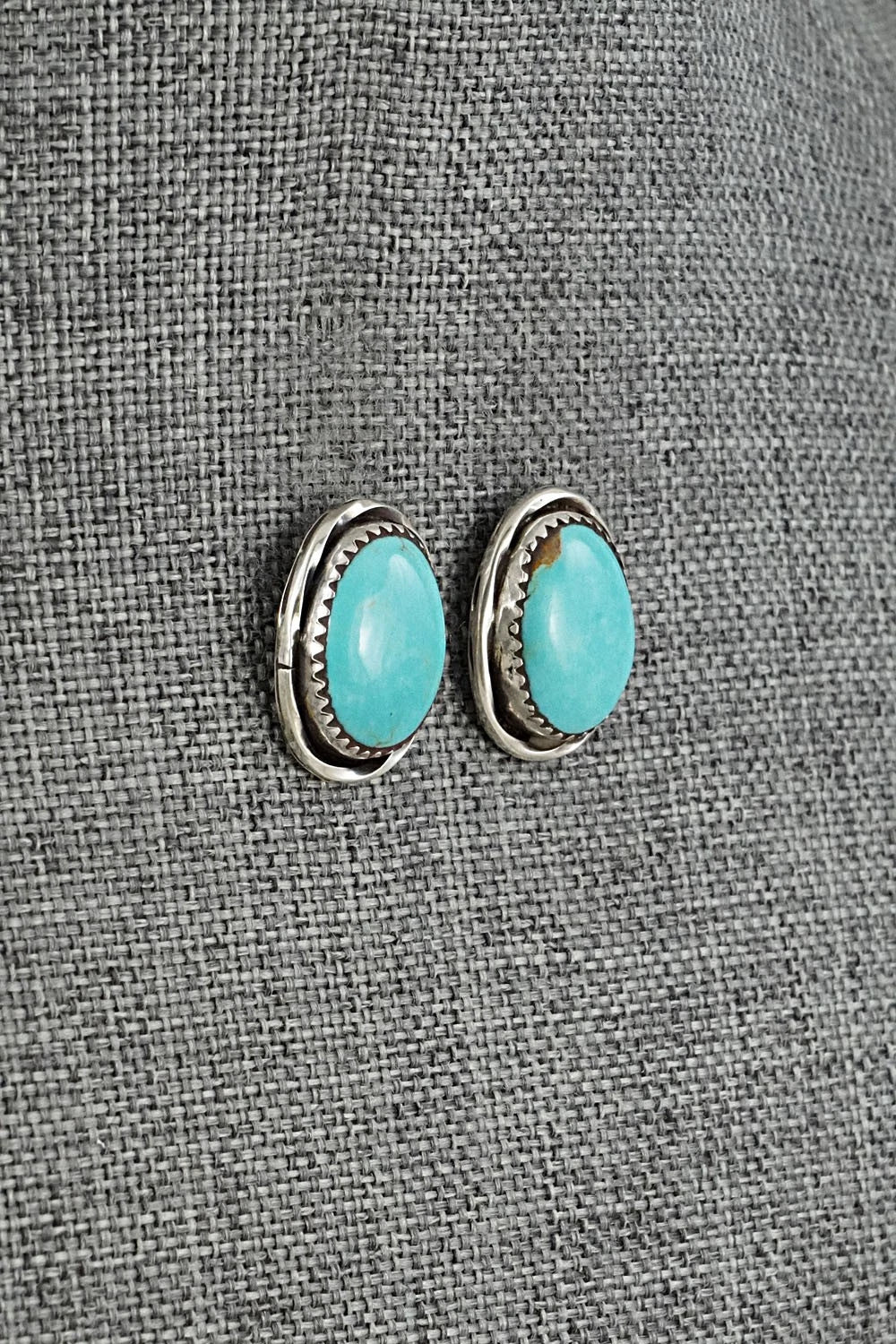 Turquoise & Sterling Silver Earrings - Ernest Hawthorne
