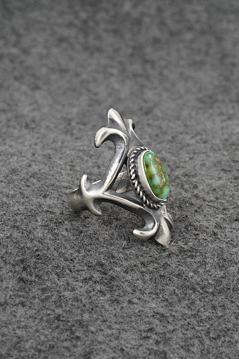 Turquoise & Sterling Silver Ring - Harrison Bitsue - Size 7