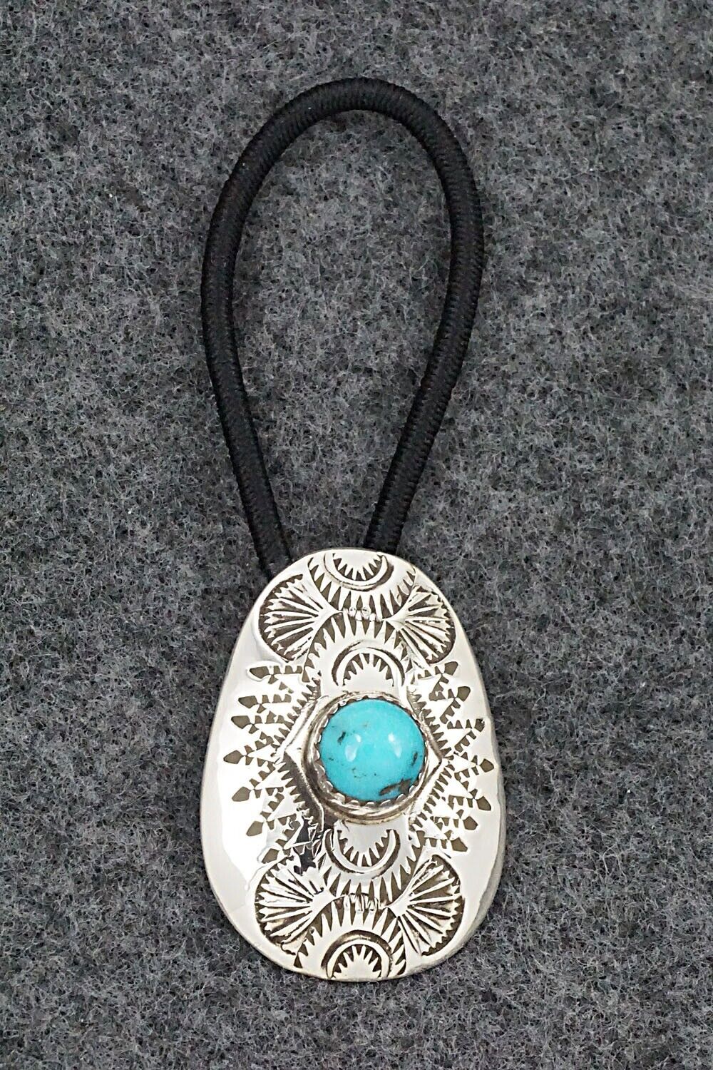 Turquoise & Sterling Silver Hair Tie - Shirley Skeets