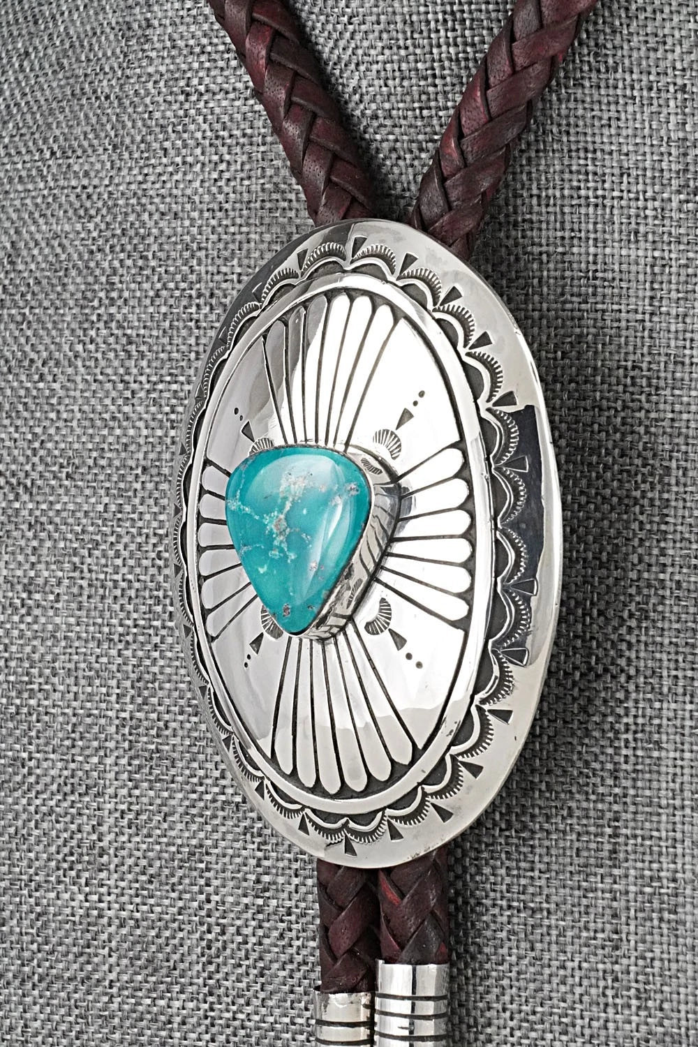 Turquoise & Sterling Silver Bolo Tie - Charlie John