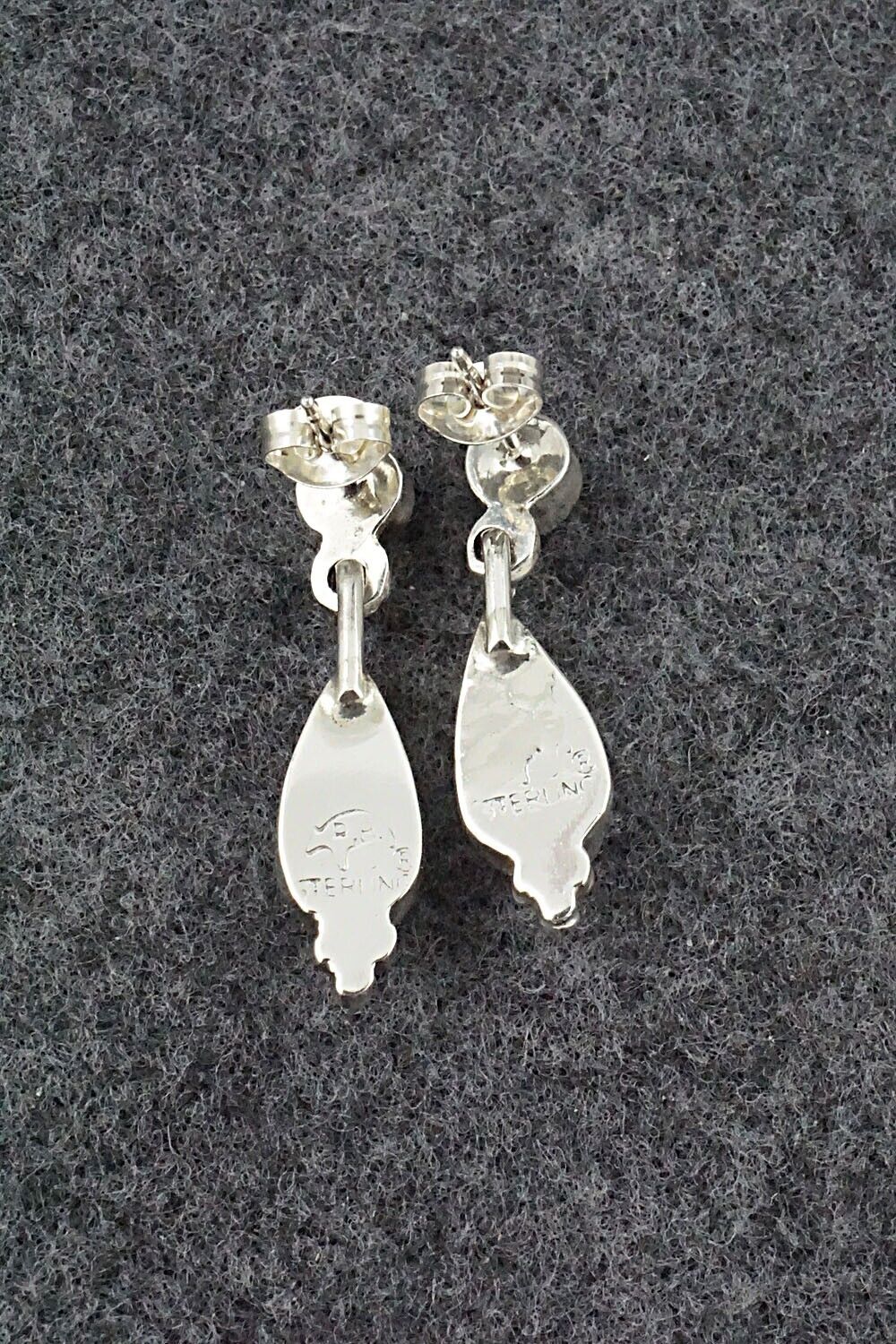 Turquoise, Coral and Sterling Silver Earrings - Gary Shorty
