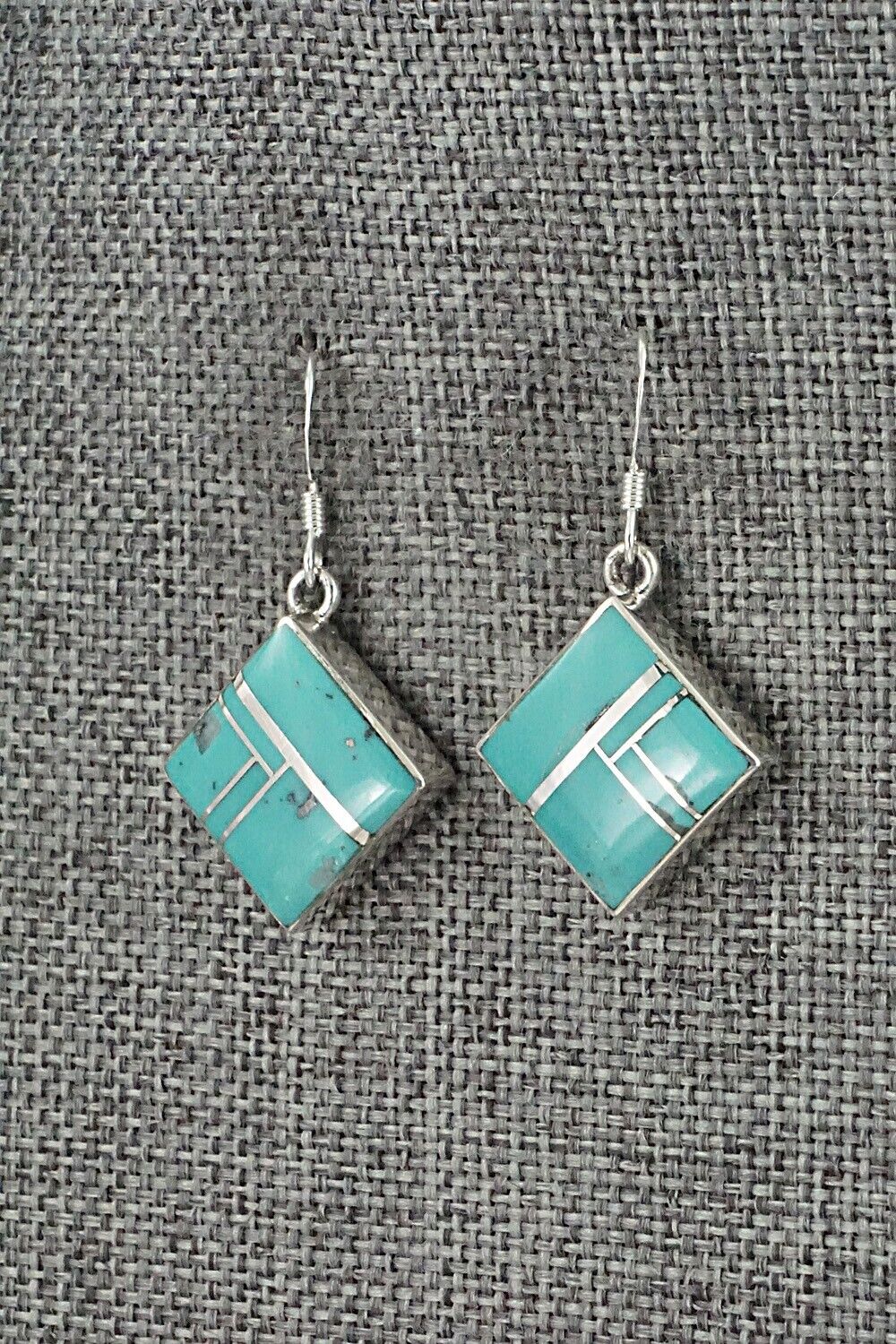 Turquoise & Sterling Silver Inlay Earrings - James Manygoats