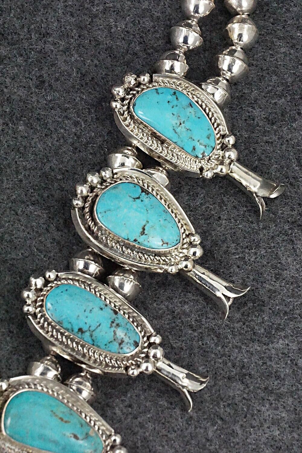 Turquoise & Sterling Silver Squash Blossom Set - Mike Platero