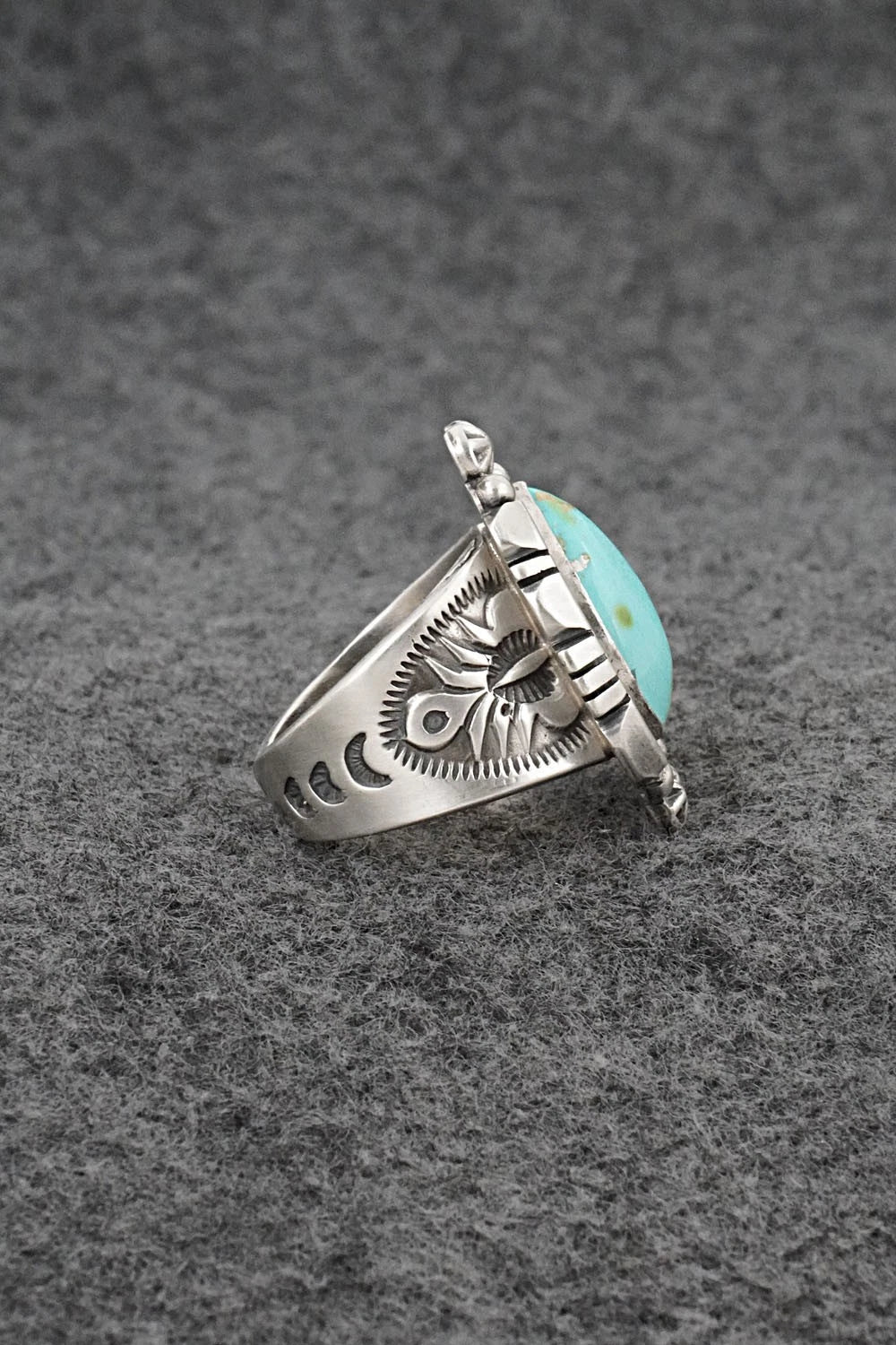Turquoise & Sterling Silver Ring - Samuel Yellowhair - Size 8