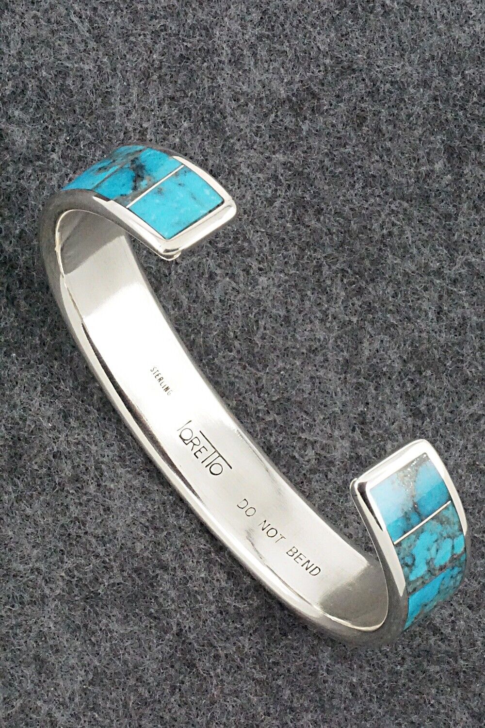 Turquoise & Sterling Silver Inlay Bracelet - Larry Loretto
