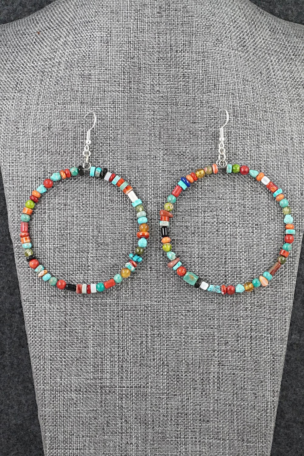 Multi-Stone & Sterling Silver Earrings - Helen Tsosie