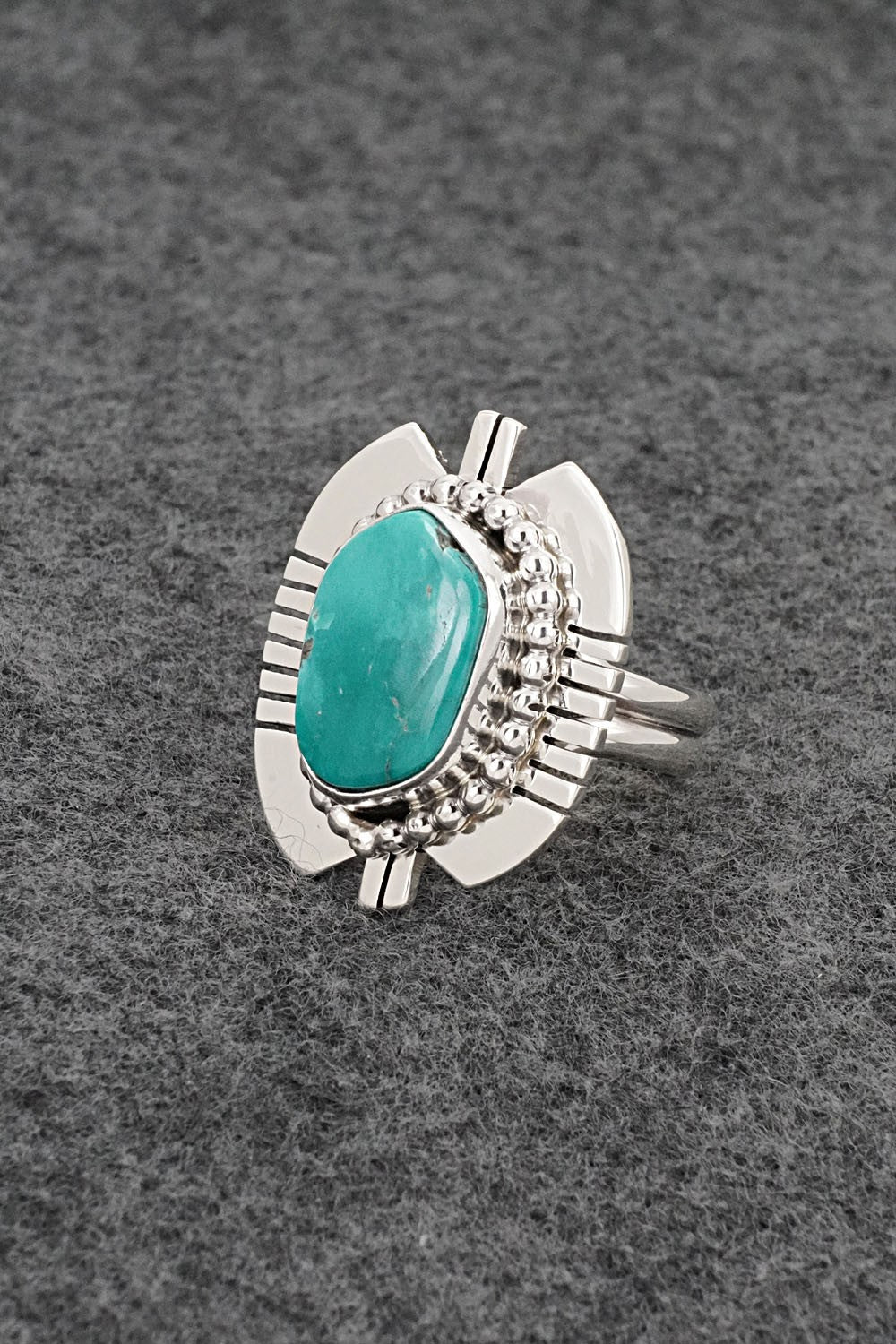 Turquoise & Sterling Silver Ring - Randy Billy - Size 9 Adj.