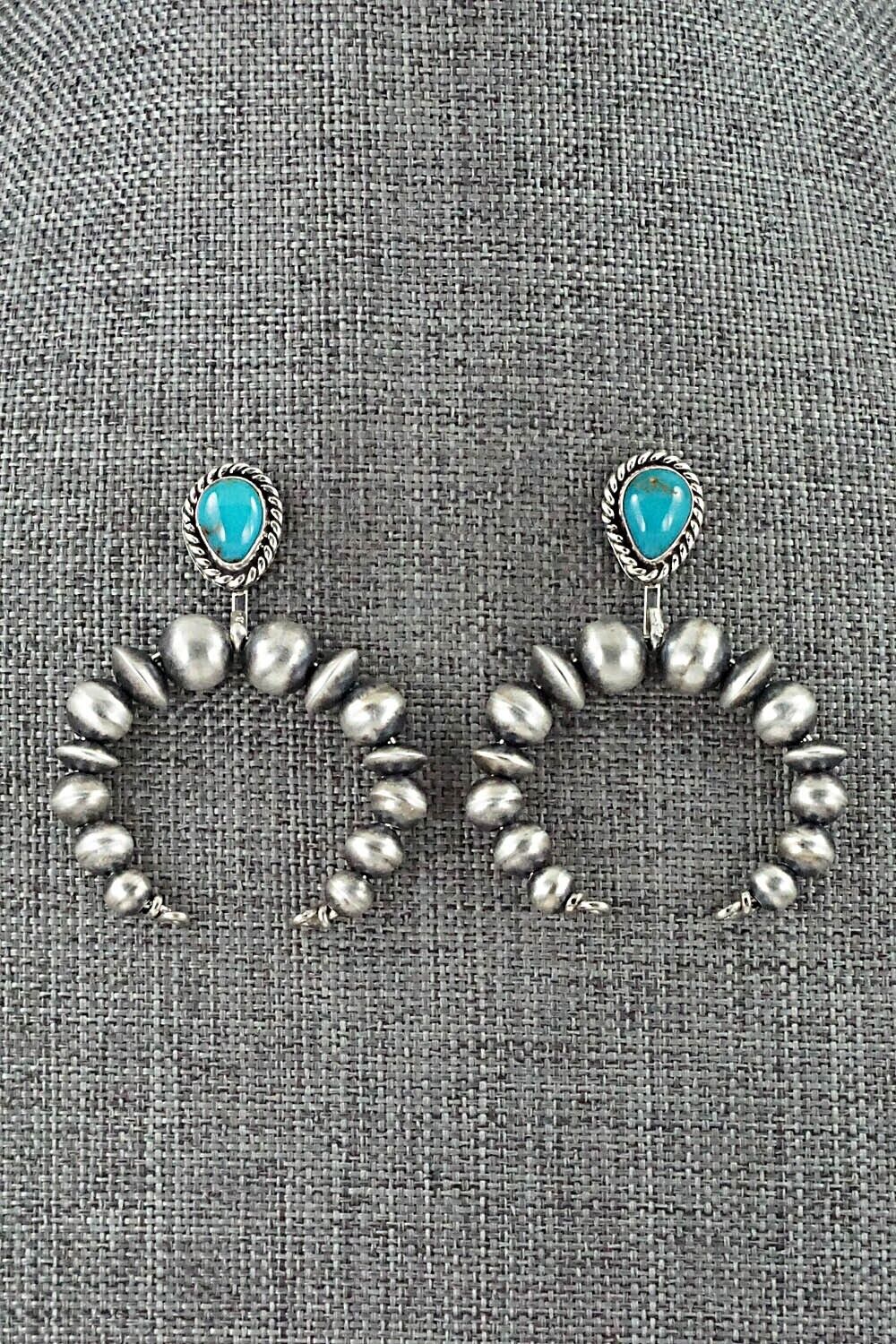Turquoise & Sterling Silver Navajo Pearl Earrings - Amanda Larry