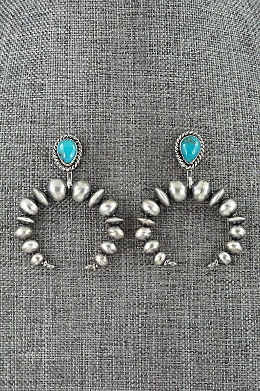 Turquoise & Sterling Silver Navajo Pearl Earrings - Amanda Larry