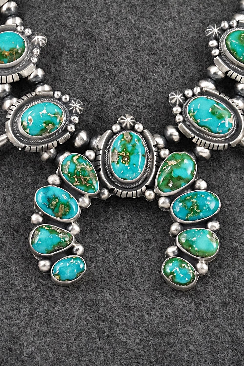 Turquoise & Sterling Silver Squash Blossom Set - Bob Becenti
