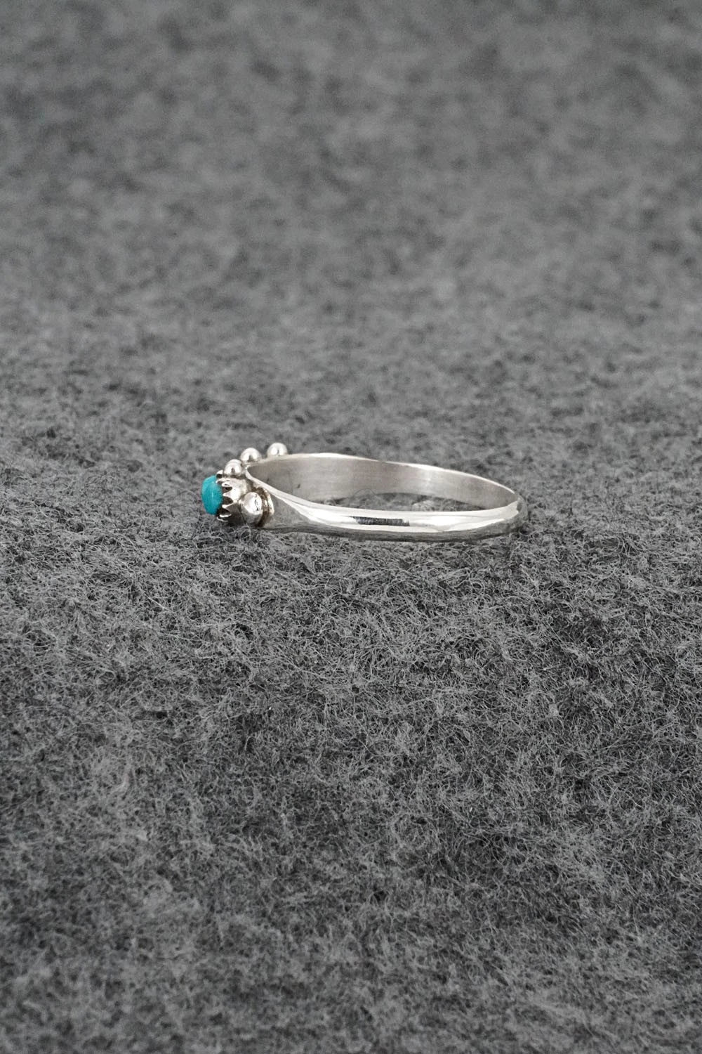 Turquoise & Sterling Silver Ring - April Haloo - Size 8.5