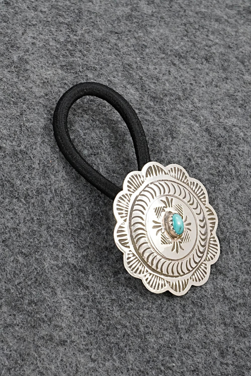 Turquoise & Sterling Silver Hair Tie - Bertha Begay