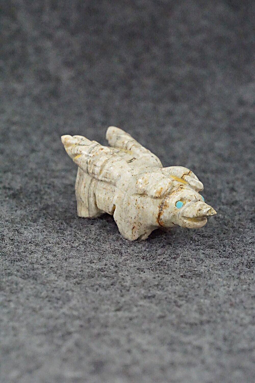 Pig With Wings Zuni Fetish Carving - Stanton Hanaweeka
