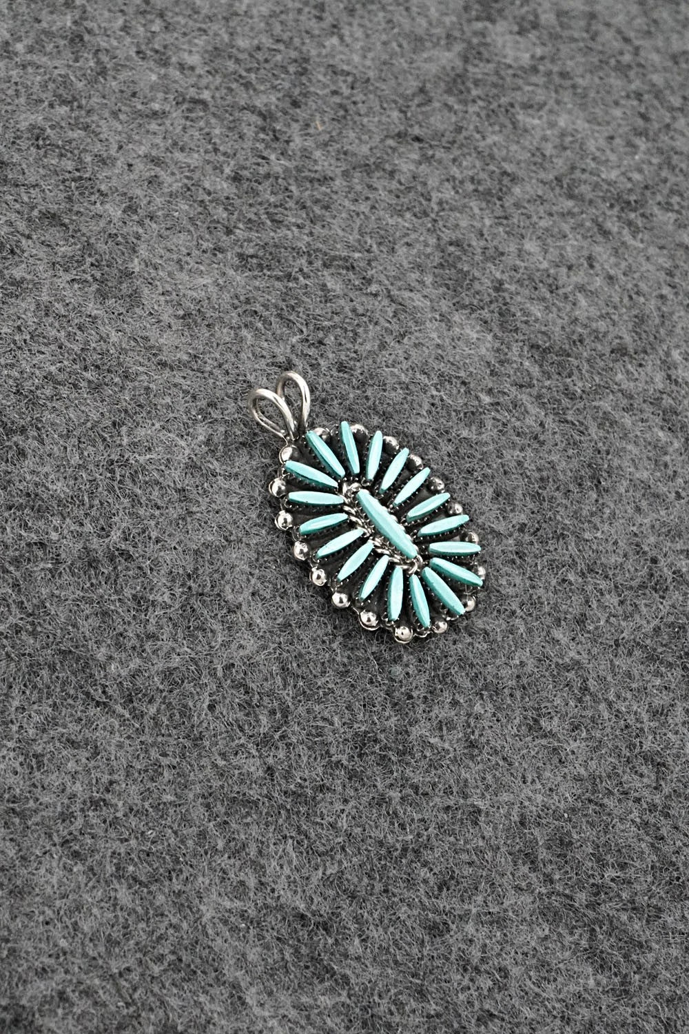 Turquoise & Sterling Silver Pendant - Fritzon Owaleon