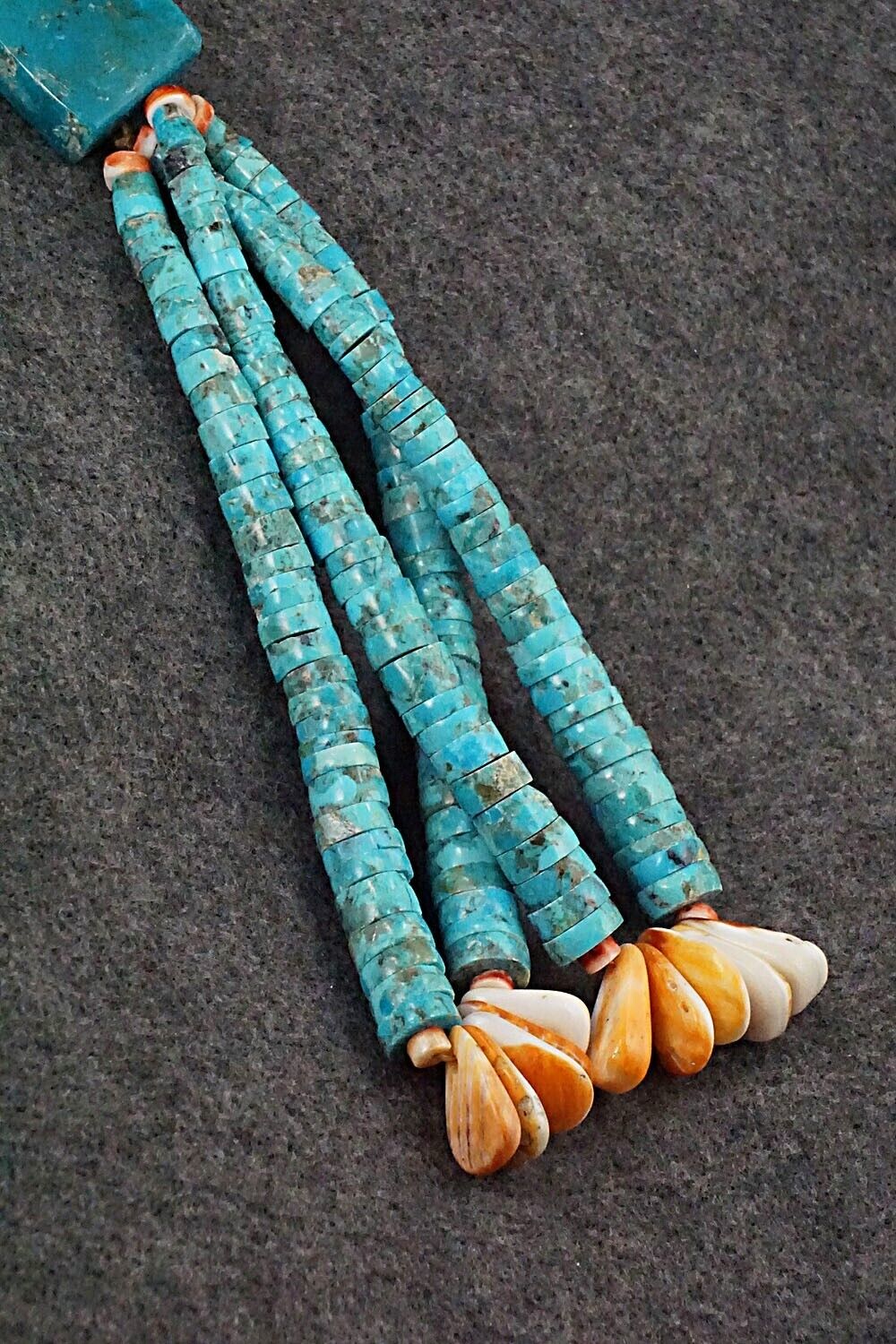 Spiny Oyster, Turquoise & Sterling Silver Necklace - Lupe Lovato