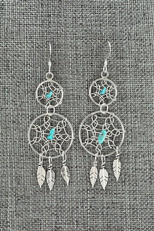 Turquoise & Sterling Silver Earrings - Lorenzo Arviso Jr.