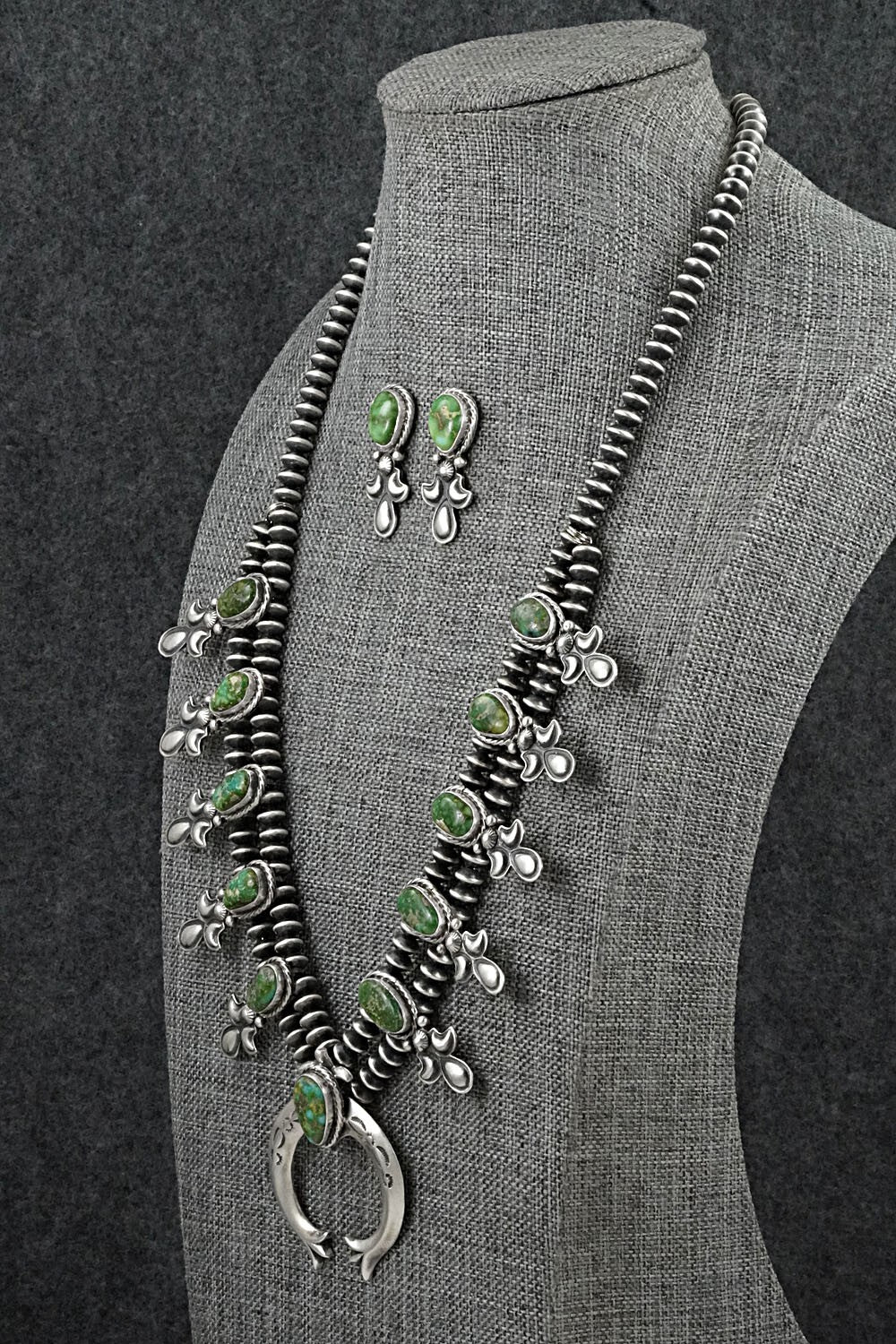 Turquoise & Sterling Silver Mini Squash Blossom Set - Adrienne Gordon