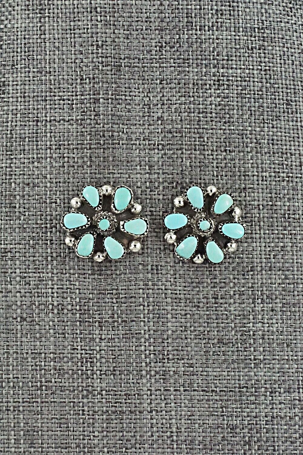 Turquoise & Sterling Silver Earrings - Lorencita Walela