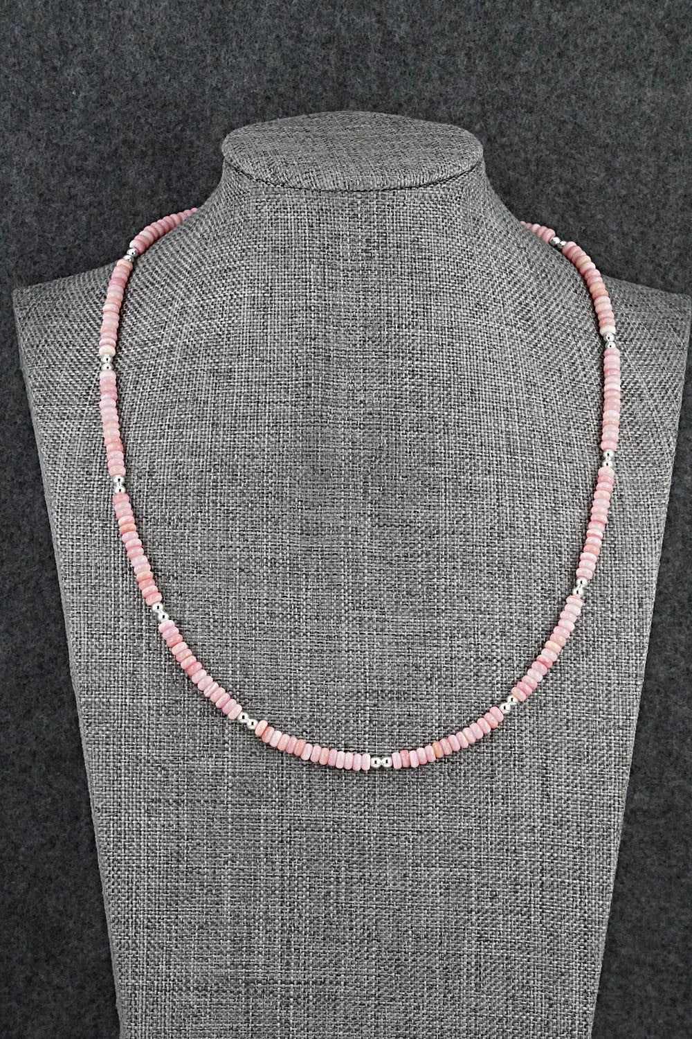 Pink Conch & Sterling Silver Necklace 18" - Doreen Jake