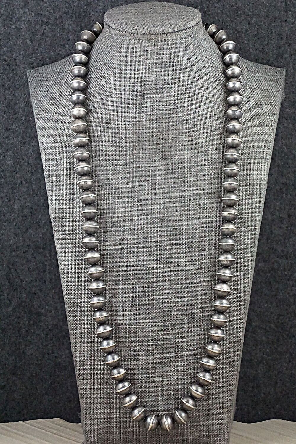 Sterling Silver Navajo Pearl Necklace 26" - Gilbert Martin