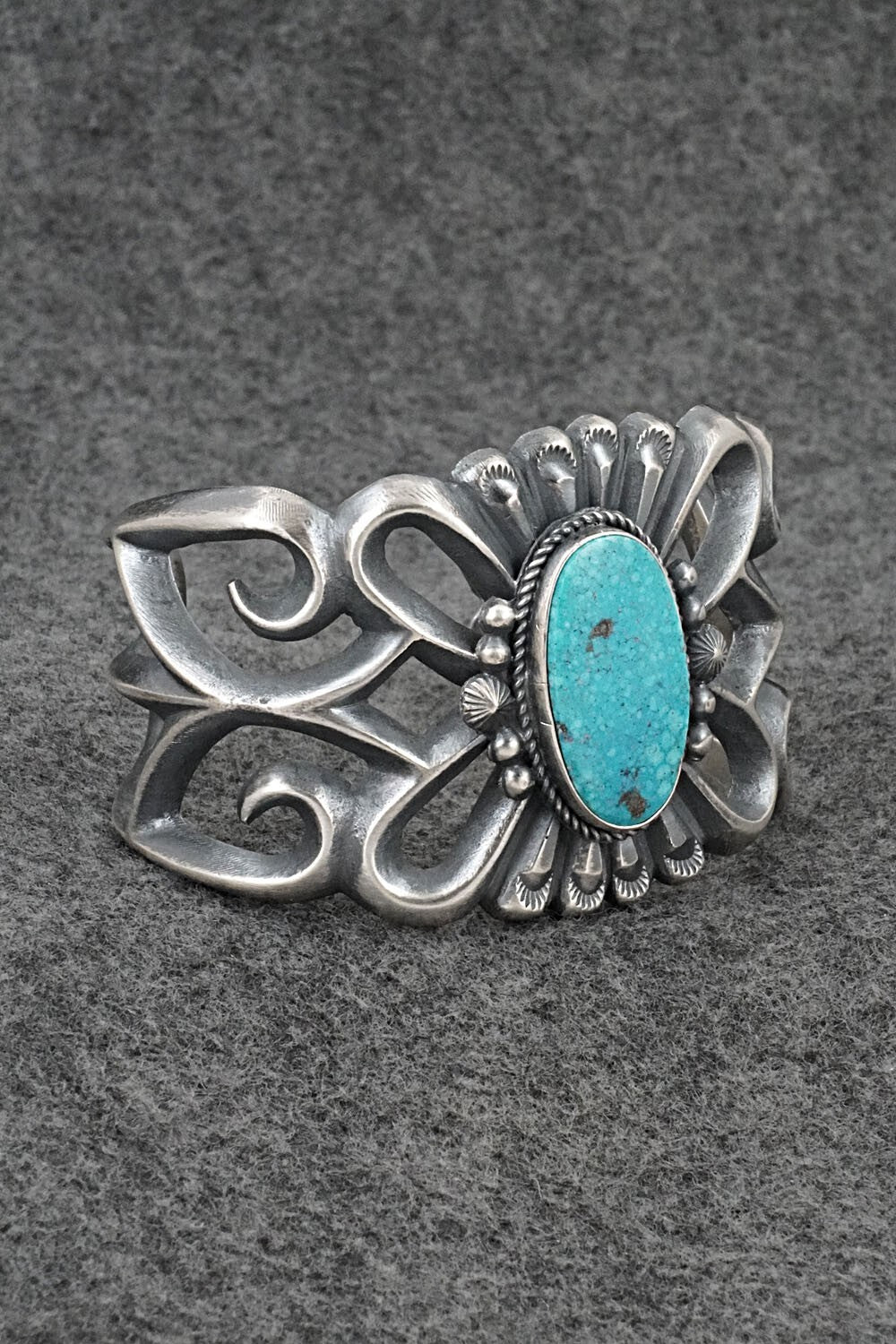 Turquoise & Sterling Silver Bracelet - Harrison Bitsue