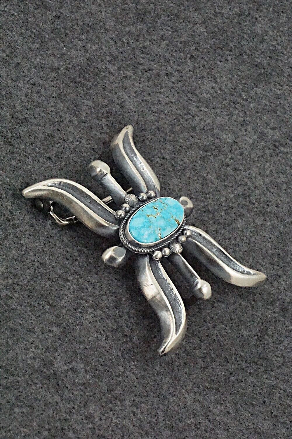 Turquoise & Sterling Silver Belt Buckle - Harrison Bitsue