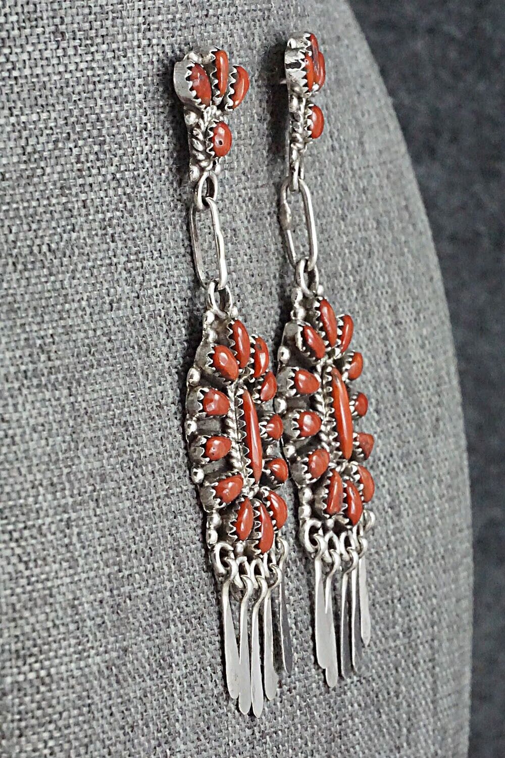 Coral & Sterling Silver Earrings - George Gasper