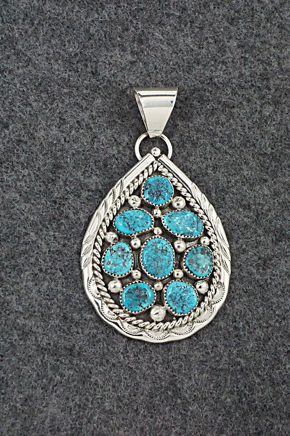 Turquoise & Sterling Silver Pendant - Chester Charley