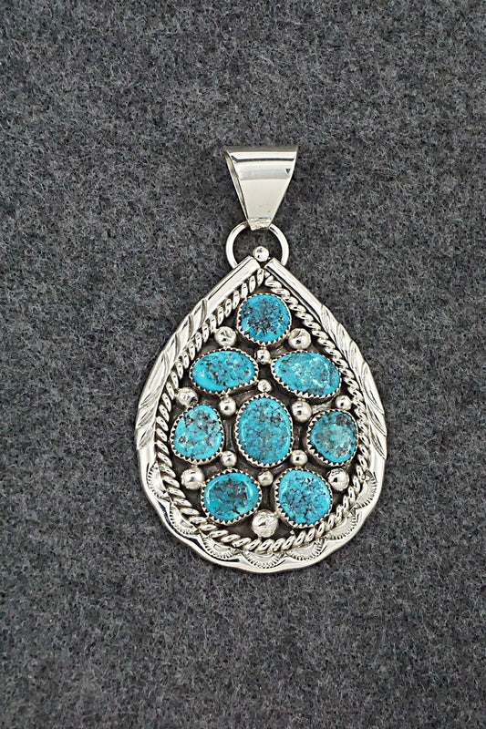 Turquoise & Sterling Silver Pendant - Chester Charley