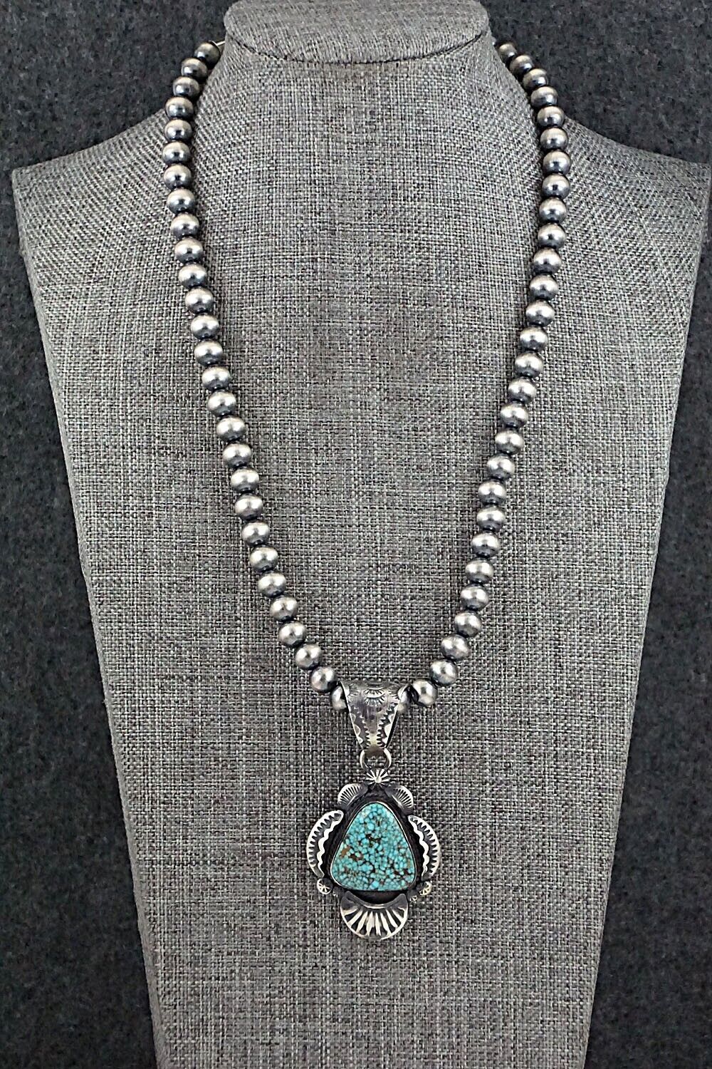 Turquoise & Sterling Silver Necklace - Gilbert Tom