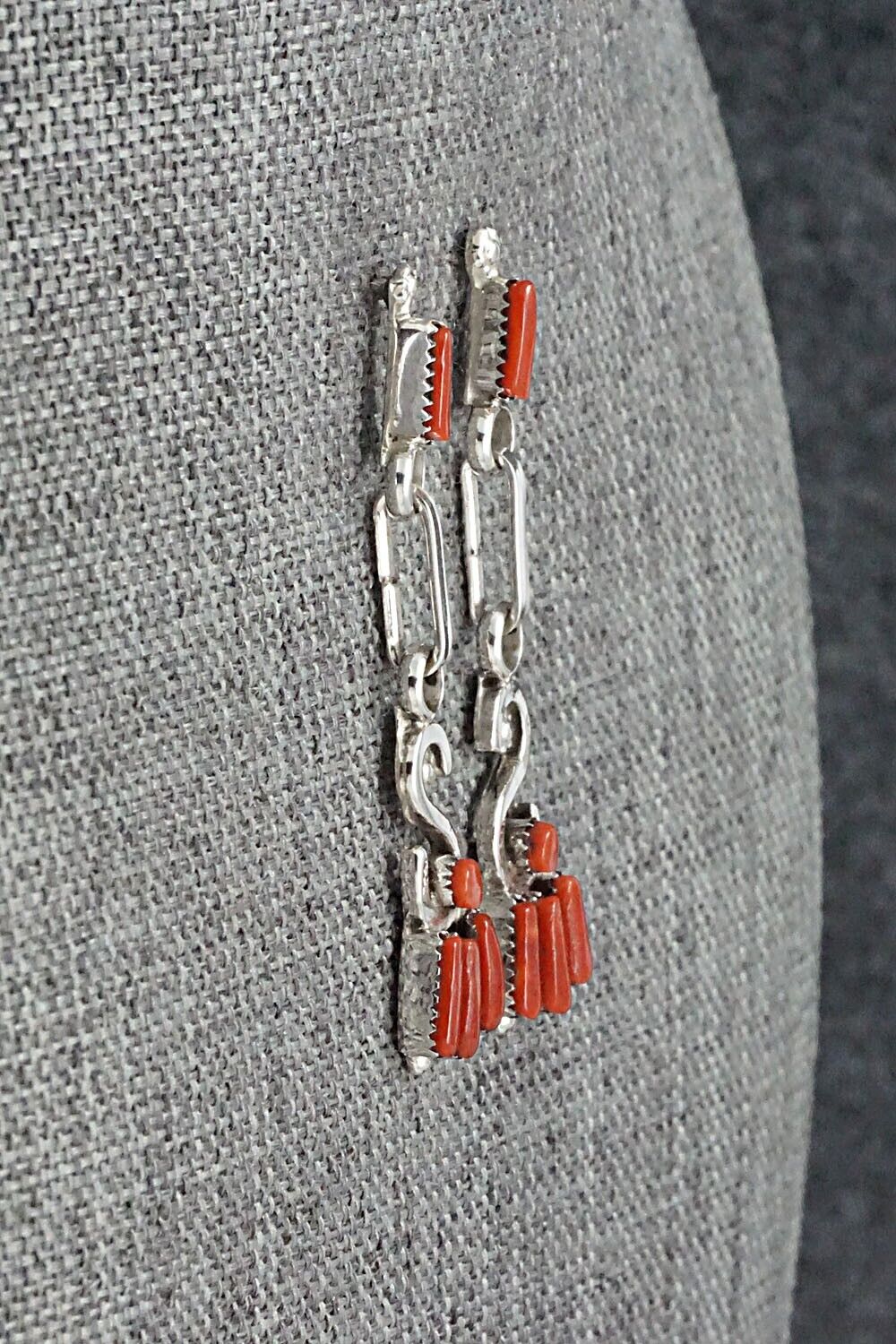 Coral & Sterling Silver Earrings - Carlene Hattie