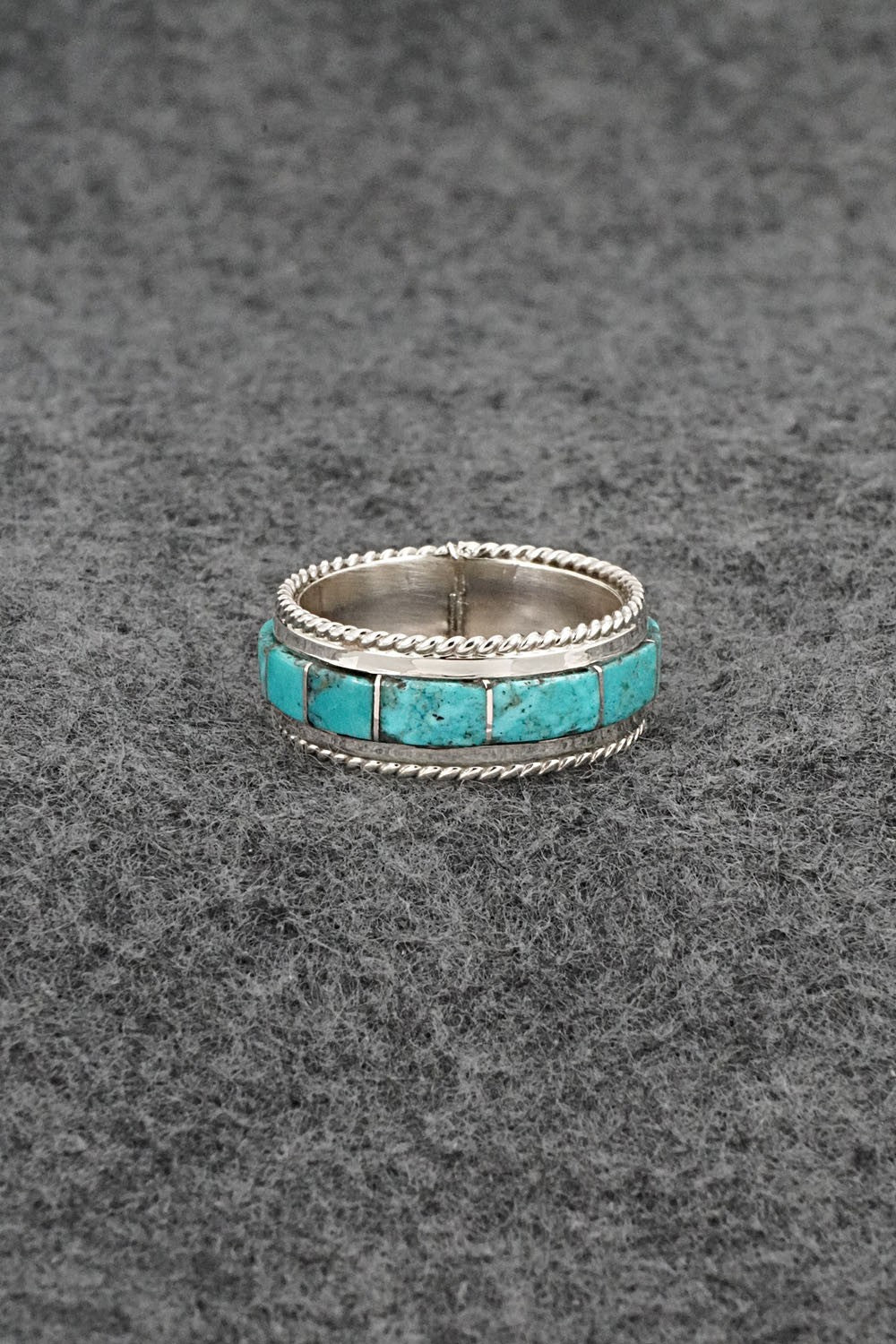 Turquoise & Sterling Silver Ring - Bruce Johnson - Size 8