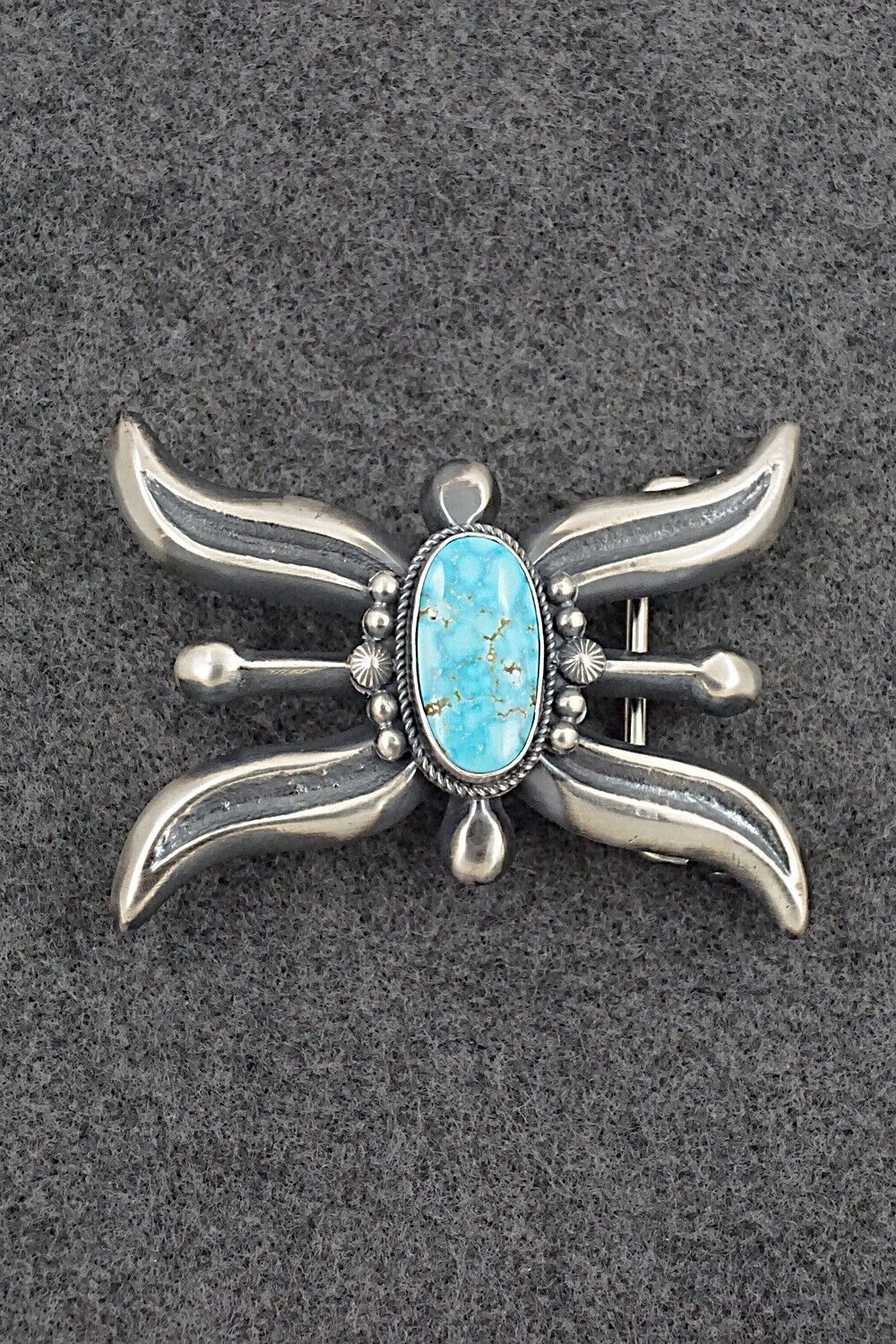 Turquoise & Sterling Silver Belt Buckle - Harrison Bitsue