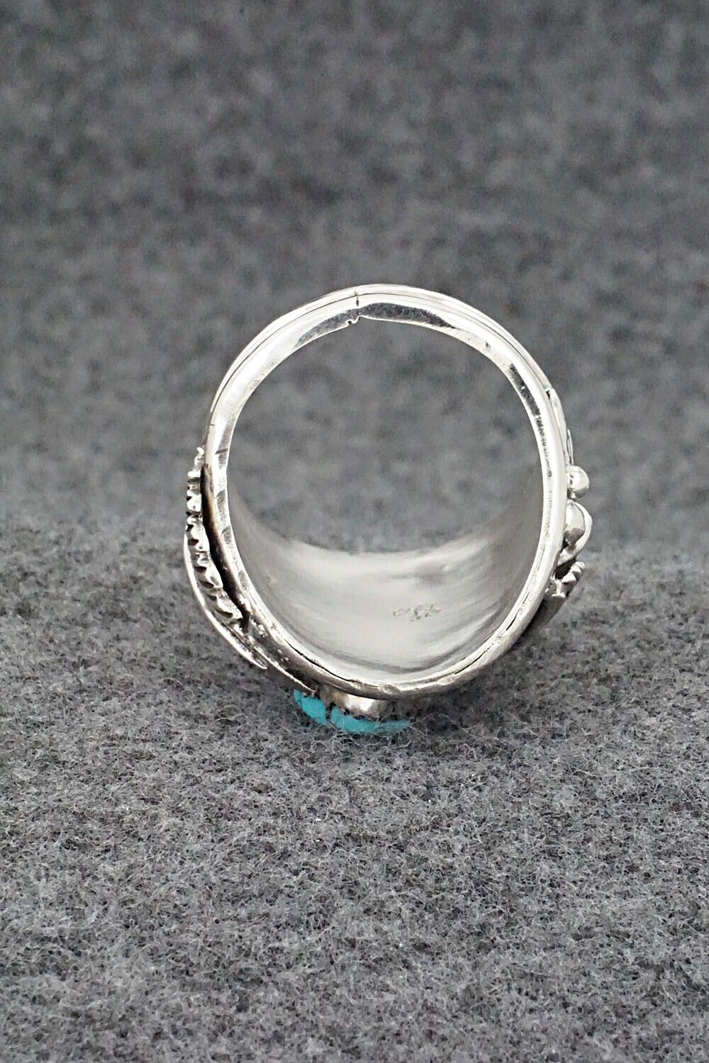 Turquoise, Coral & Sterling Silver Ring - Jeannette Saunders - Size 11