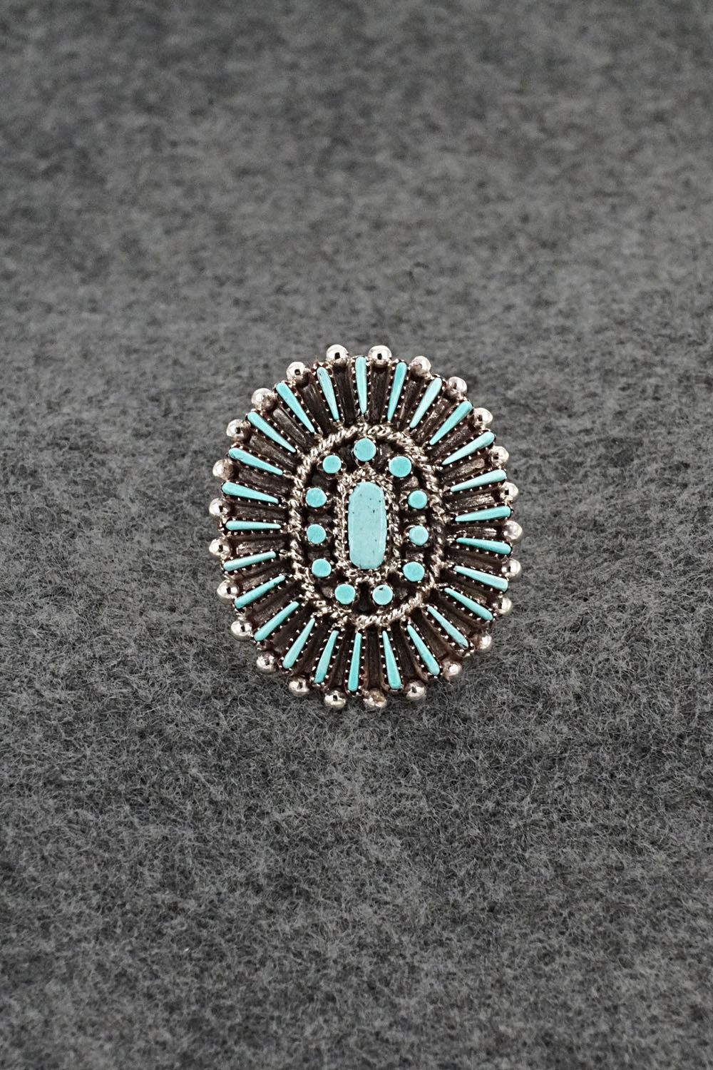 Turquoise & Sterling Silver Ring - Shirley Lahi - Size 8.75