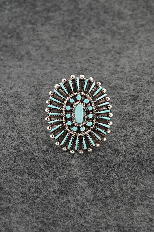 Turquoise & Sterling Silver Ring - Shirley Lahi - Size 8.75