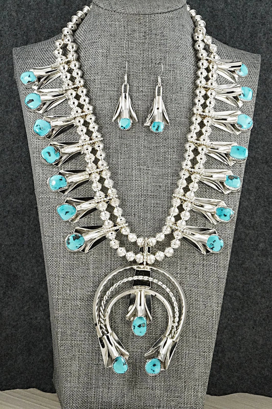 Turquoise & Sterling Silver Squash Blossom Set - Louise Yazzie
