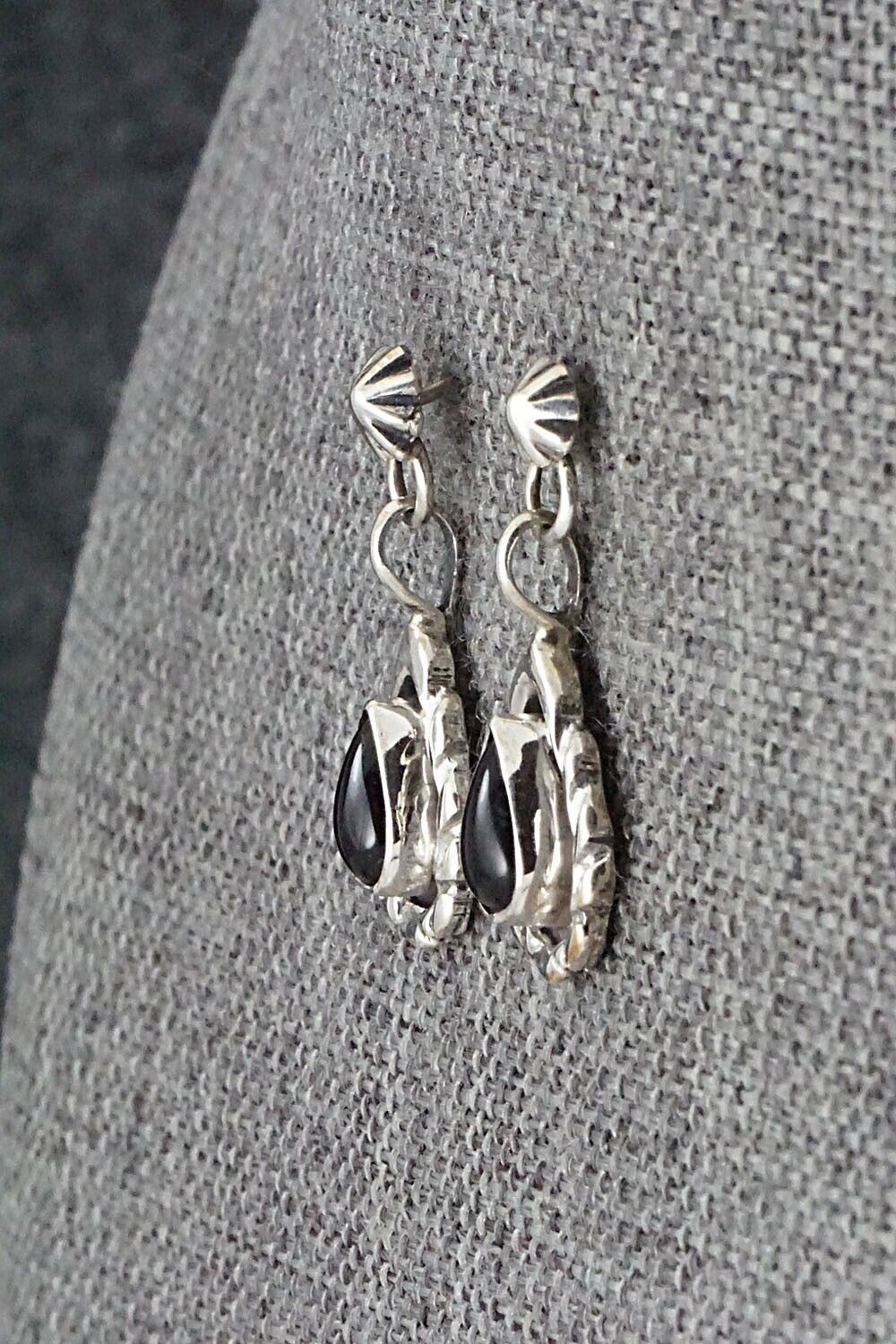 Onyx & Sterling Silver Earrings - Lee Shorty