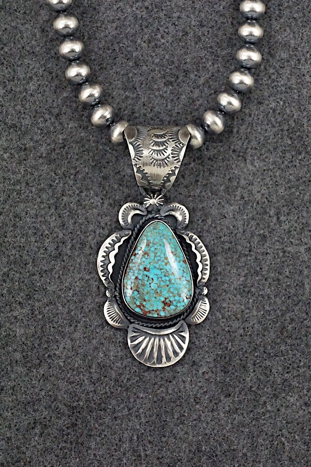 Turquoise & Sterling Silver Necklace - Gilbert Tom